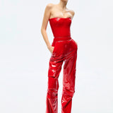 GISELLE JUMPSUIT IN PIGALLE RED