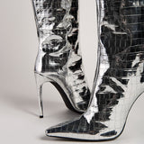 ILKYAZ BOOTS IN SILVER CROCO