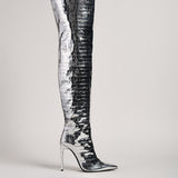 ILKYAZ BOOTS IN SILVER CROCO