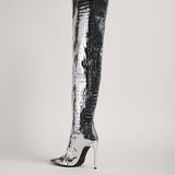 ILKYAZ BOOTS IN SILVER CROCO