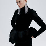 CATROUX MINI PEPLUM DRESS IN IMPÉRIAL NOIR